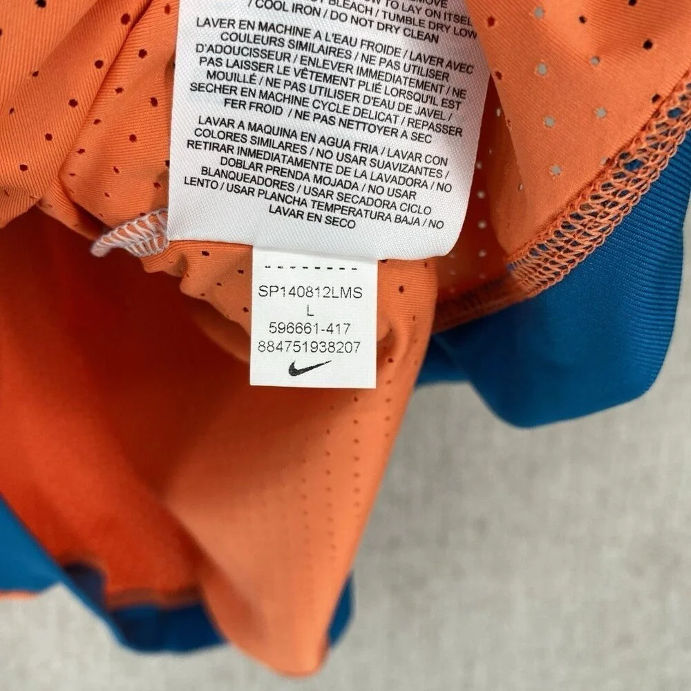 Nike Dri-FIT Colorblock Tank Top Women Large Blue Orange Mesh Back Activewear